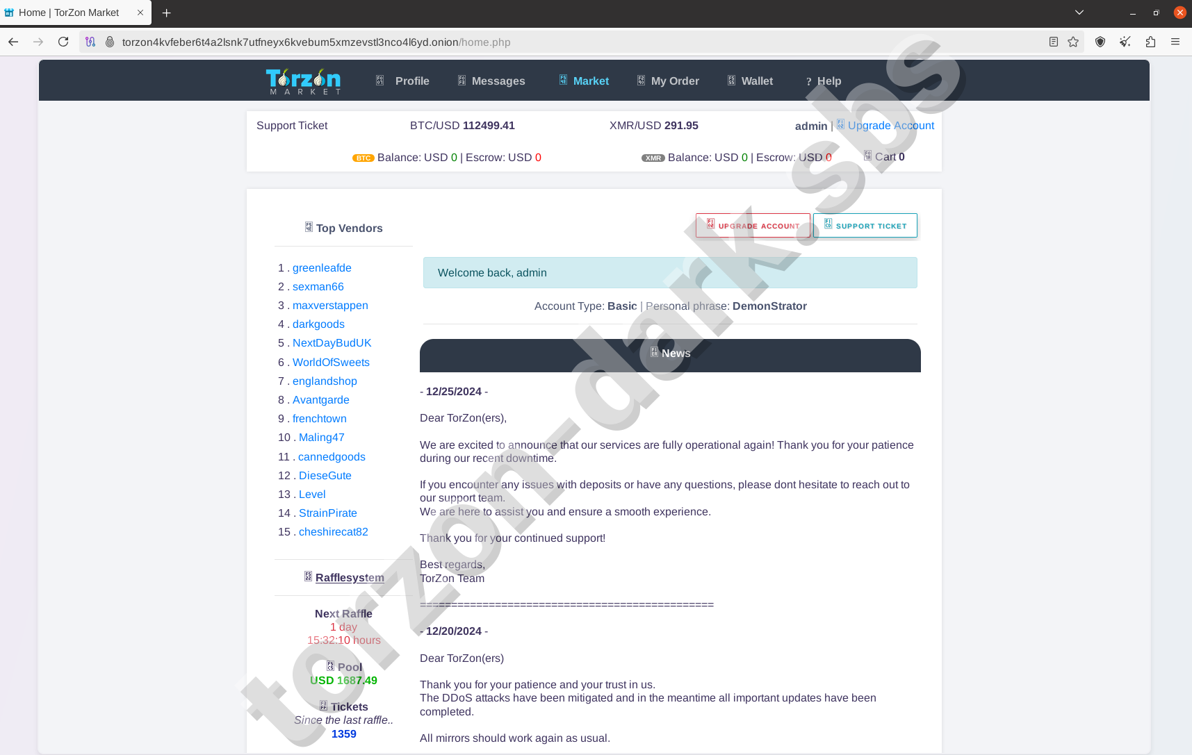 Torzon Darknet Market Homepage